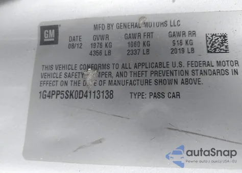 2013 Buick Verano z USA, uszkodzony, nr VIN 1G4PP5SK0D4113138